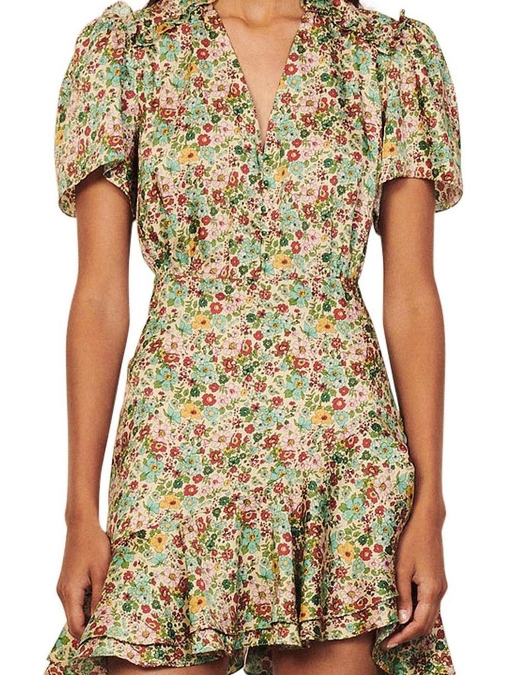 SANDRO PARIS Ruffle-Detail Fee Dress | size 6 - Picture 2 of 4
